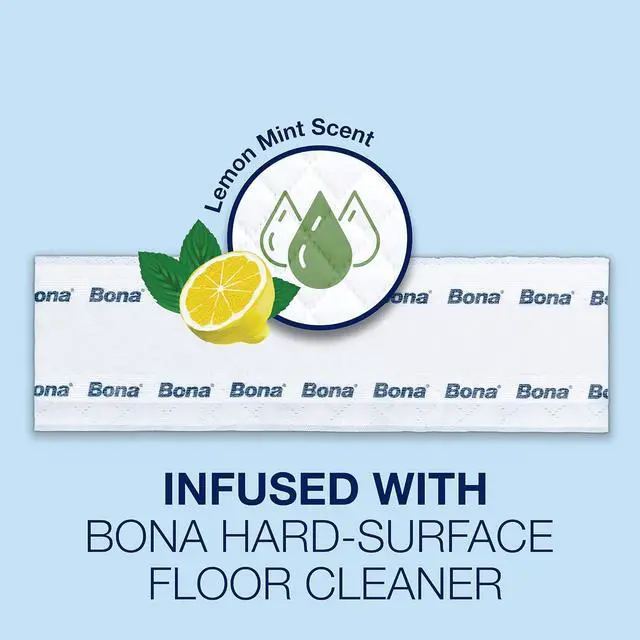 Alt view image 4 of 5 - Bona Disposable Wet Cleaning Pads for Hard-Surface Floors, Lemon Mint Scent, 12 Count