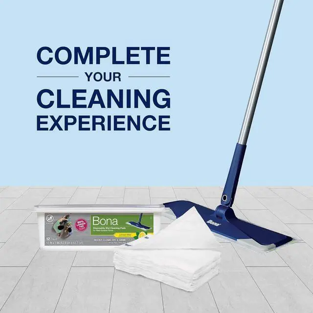 Alt view image 5 of 5 - Bona Disposable Wet Cleaning Pads for Hard-Surface Floors, Lemon Mint Scent, 12 Count