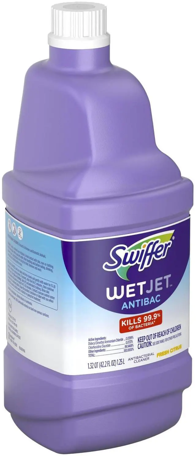 Alt view image 3 of 7 - Swiffer WetJet Antibacterial Solution Refill, 1.25L, Fresh Citrus, All Purpose Multi Surface Floor Cleaner