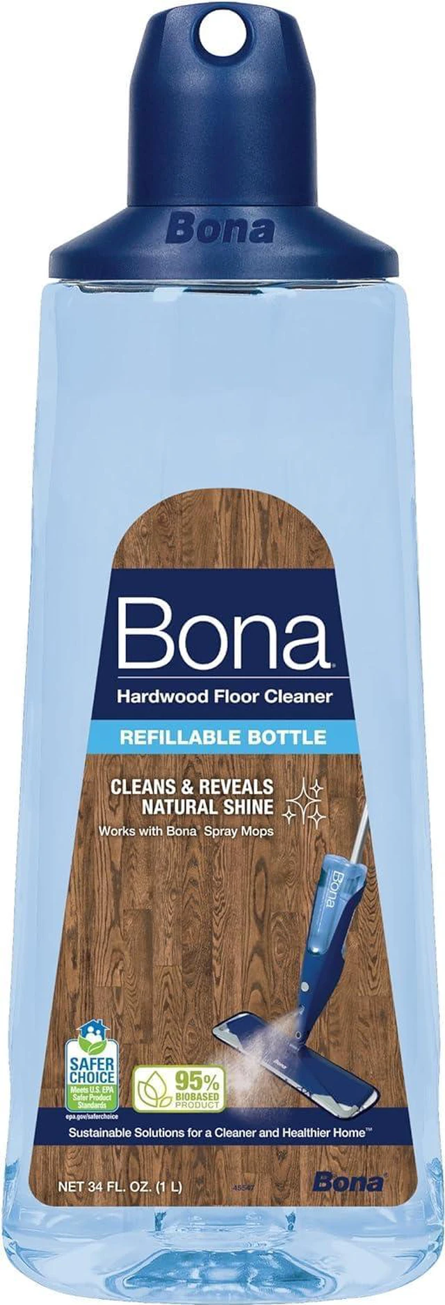 Main image of Bona Hardwood Floor Cleaner Spray Mop Cartridge - 34 fl oz - Unscented - Refillable - Residue-Free for Bona Spray Mops
