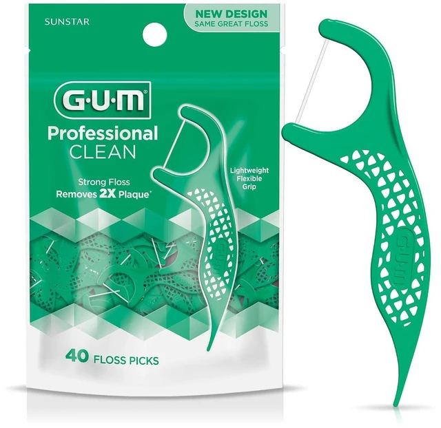 Main image of GUM Professional Clean Dental Floss Picks, Fresh Mint, 40Count