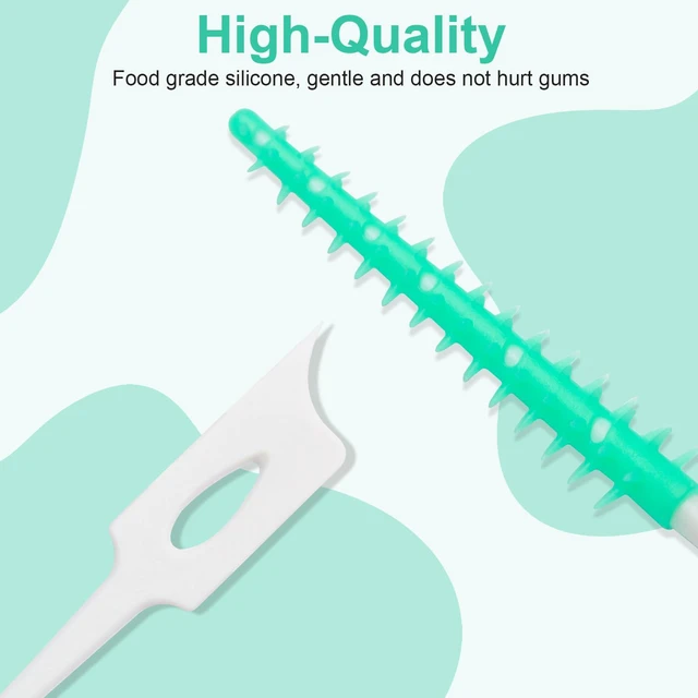 Alt view image 5 of 6 - Dental Floss Picks, 200 Count, Soft Rubber Brush Head, Interdental Brushes with Convenient Carry Case, Dual-Ended Toothpick, Travel Teeth Cleaning Tools, Green