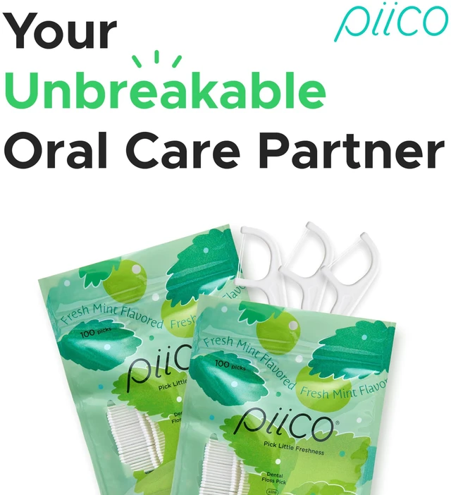 Alt view image 3 of 7 - Piico Xylitol Floss Picks, 100 Count - Unbreakable, Shred-Resistant, Resealable, Unique Flavored Dental Flossers for Adults, Portable