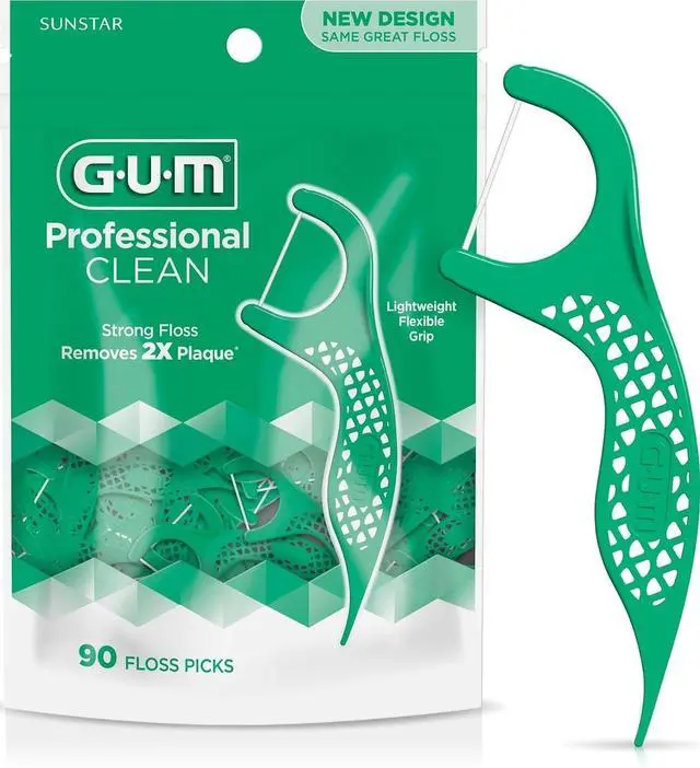 Main image of GUM Professional Clean Dental Floss Picks, Fresh Mint, 90 Count