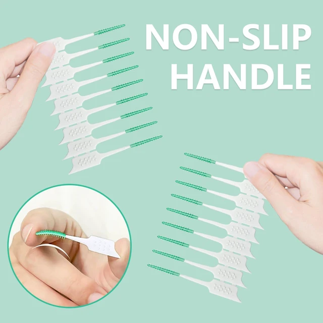 Alt view image 4 of 7 - Soft Silicone Interdental Brush and Dental Floss Picks, Braces Brush, Disposable, 160pcs (Green)
