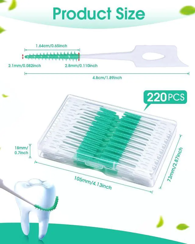 Alt view image 5 of 7 - Dental Floss Picks 220 PCS, Soft Toothpicks Brush for Teeth, Green