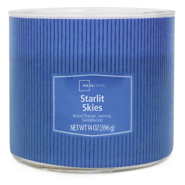 Alt view image 3 of 5 - Mainstays Starlit Skies 3-Wick Textured Wrapped Scented Jar Candle, 14oz