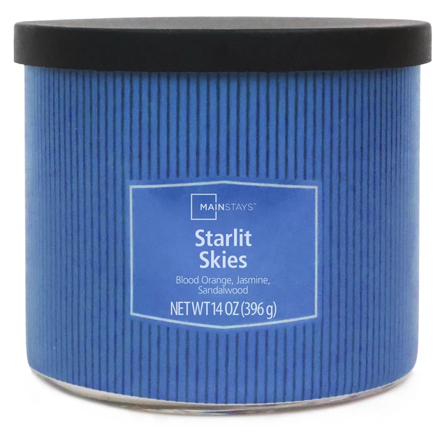Alt view image 5 of 5 - Mainstays Starlit Skies 3-Wick Textured Wrapped Scented Jar Candle, 14oz