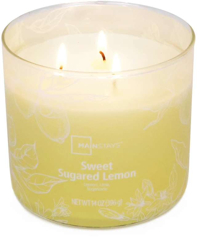 Main image of Mainstays Sweet Sugar Lemon 3-Wick Ombre Wrap Candle, 14 oz