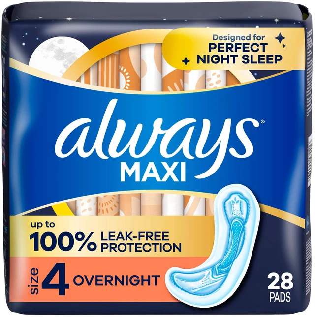 Alt view image 2 of 5 - Always Maxi Pads without Wings Size 4 Overnight Absorbency 28 Count