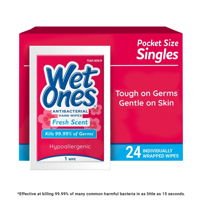 Alt view image 5 of 6 - Wet Ones Antibacterial Hand Wipes, Fresh Scent, 24 Count, 2 Pack, Individually Wrapped