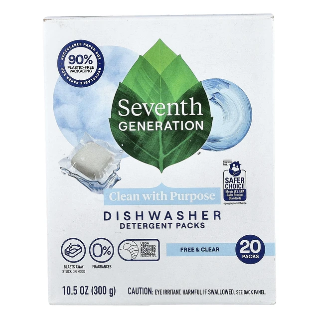 Alt view image 4 of 5 - Seventh Generation Free & Clear Dishwasher Detergent Packs, 20 Count