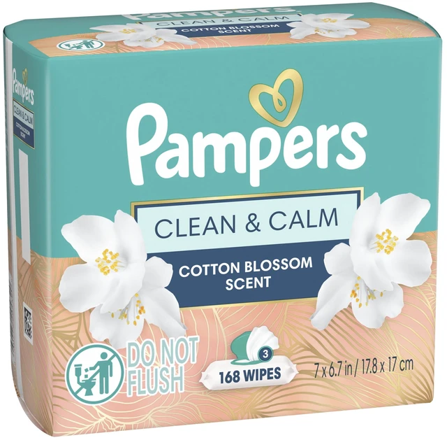 Alt view image 2 of 6 - Pampers Clean & Calm Wipes, Cotton Blossom Scent, 168 Count (3 Packs of 56 Pop-Top)
