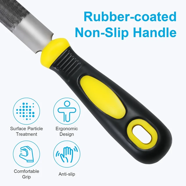 Alt view image 5 of 7 - 3-Piece 8-Inch Metal File Set with Comfort Grip Rubber Handles