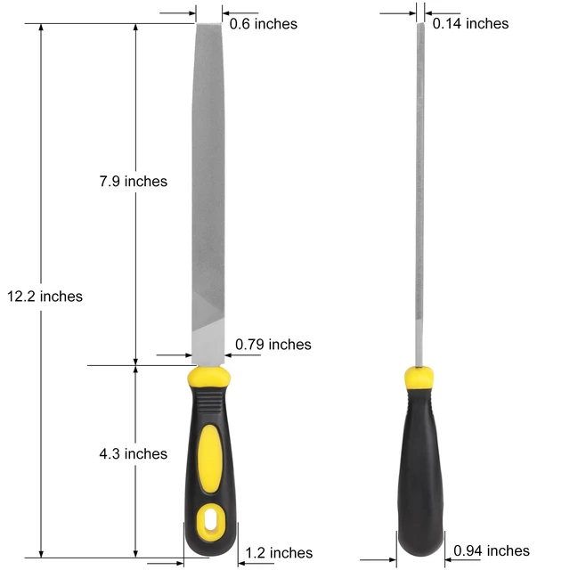 Alt view image 7 of 7 - 8in Flat Hand Metal File, Total 12in Length, Ergonomic Rubberized Handle, Uniform Teeth, High Carbon Steel, for Trimming and Sharpening Metal, Stone, Wood etc.