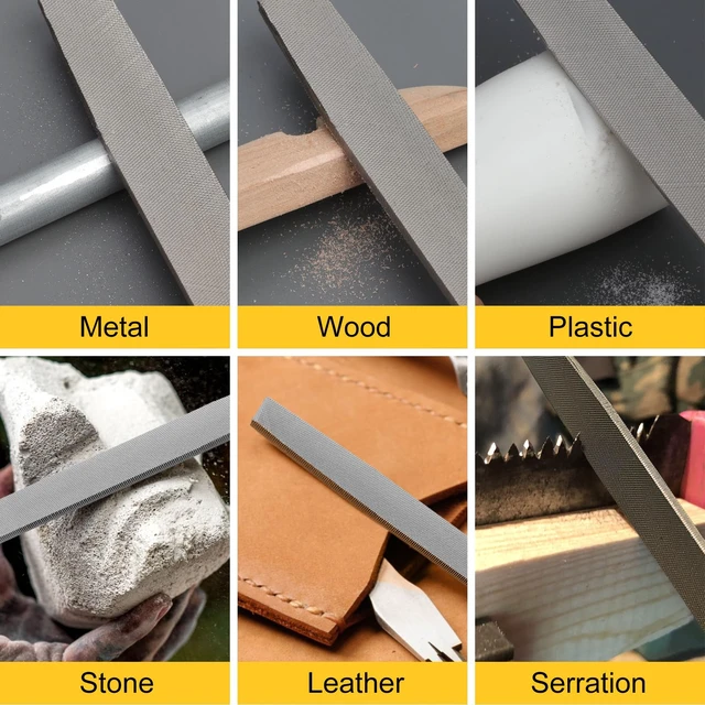 Alt view image 2 of 7 - 8in Flat Hand Metal File, Total 12in Length, Ergonomic Rubberized Handle, Uniform Teeth, High Carbon Steel, for Trimming and Sharpening Metal, Stone, Wood etc.