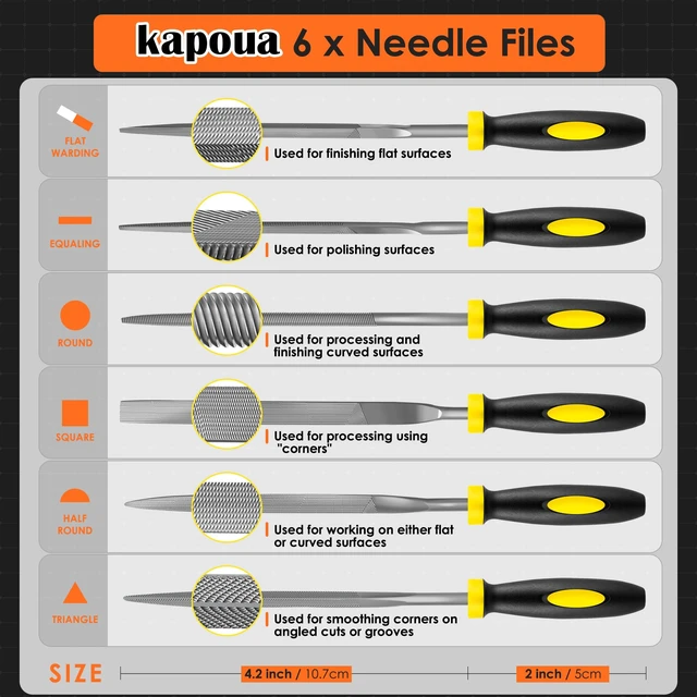 Alt view image 5 of 6 - 6-Piece Hardened Alloy Steel Metal Needle File Set