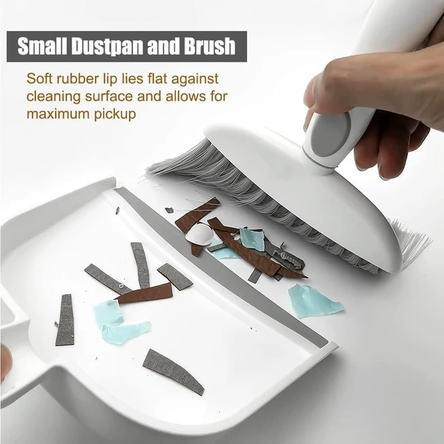 Alt view image 4 of 6 - Mini Dustpan and Brush Set, Small Hand Broom with Dustpan for Desk Table Cat Litter, Kitchen Counter Crumbs, RV Living Essentials (Gray)