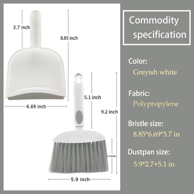 Alt view image 3 of 6 - Mini Dustpan and Brush Set, Small Hand Broom with Dustpan for Desk Table Cat Litter, Kitchen Counter Crumbs, RV Living Essentials (Gray)