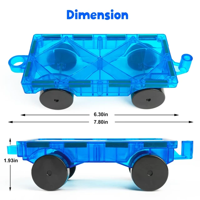 Alt view image 5 of 6 - Bmag 2PCS Magnetic Car Set Construction Vehicle Building Tiles STEM Educational Toys Compatible with Magnetic Tiles for Boys and Girls