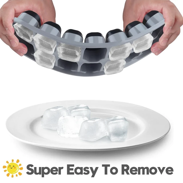Alt view image 5 of 6 - 4 Pack Easy-Release & Flexible Silicone Ice Cube Trays 56 Pcs with Spill-Resistant Removable Lid, Stackable with Covers for Freezer, Cocktail