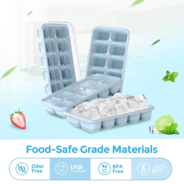 Alt view image 4 of 6 - DOQAUS 4 Pack Silicone Ice Cube Trays with Lids for Freezer