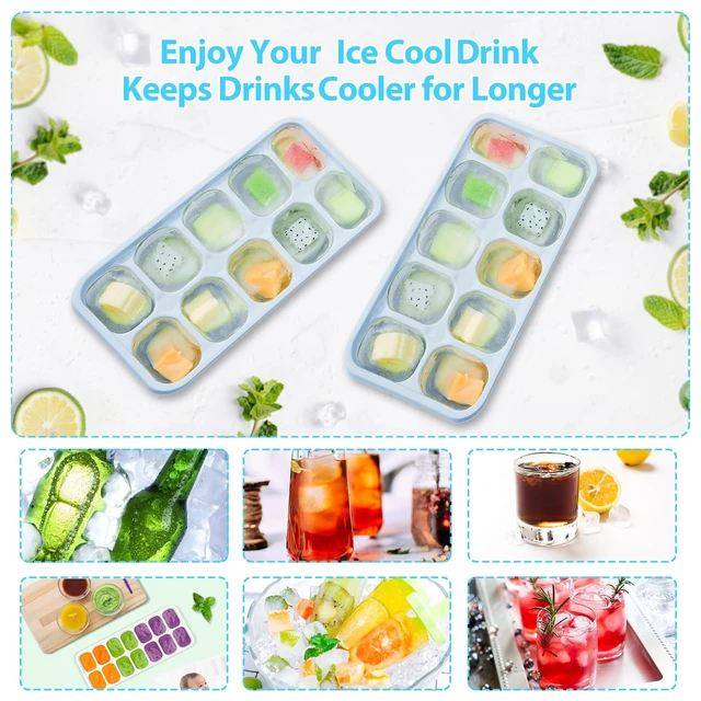 Alt view image 2 of 6 - DOQAUS 4 Pack Silicone Ice Cube Trays with Lids for Freezer