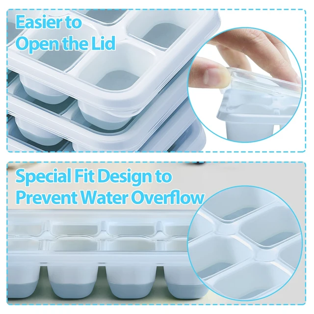 Alt view image 6 of 6 - DOQAUS 4 Pack Silicone Ice Cube Trays with Lids for Freezer