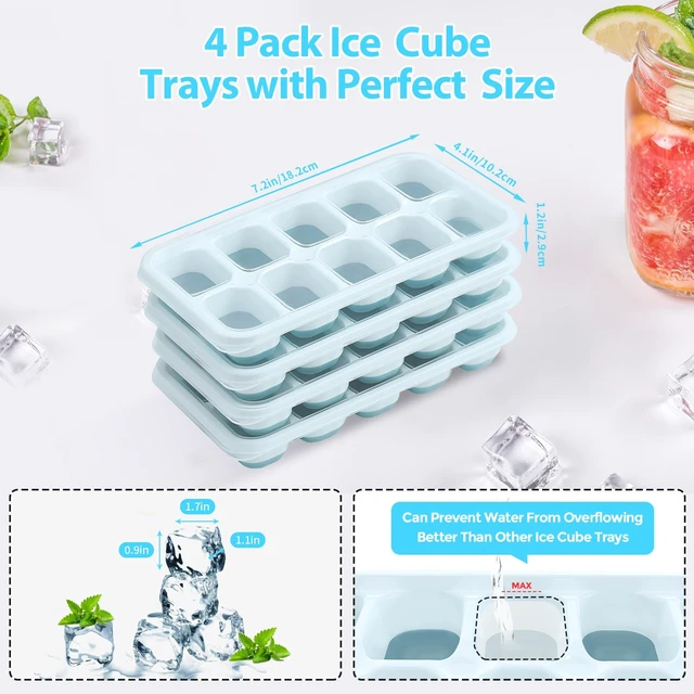 Alt view image 5 of 6 - DOQAUS 4 Pack Silicone Ice Cube Trays with Lids for Freezer