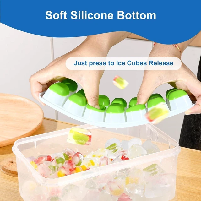 Alt view image 5 of 6 - 4 Pack Silicone Ice Cube Trays with Lids for Freezer, 56 Cubes