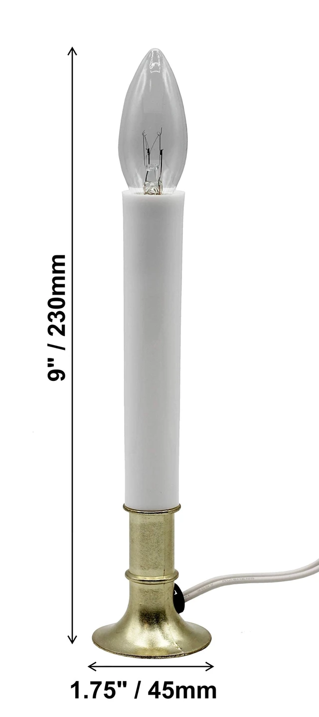 Alt view image 6 of 6 - Creative Hobbies Electric Window Candle Lamp with Brass Plated Base and Dusk to Dawn Sensor