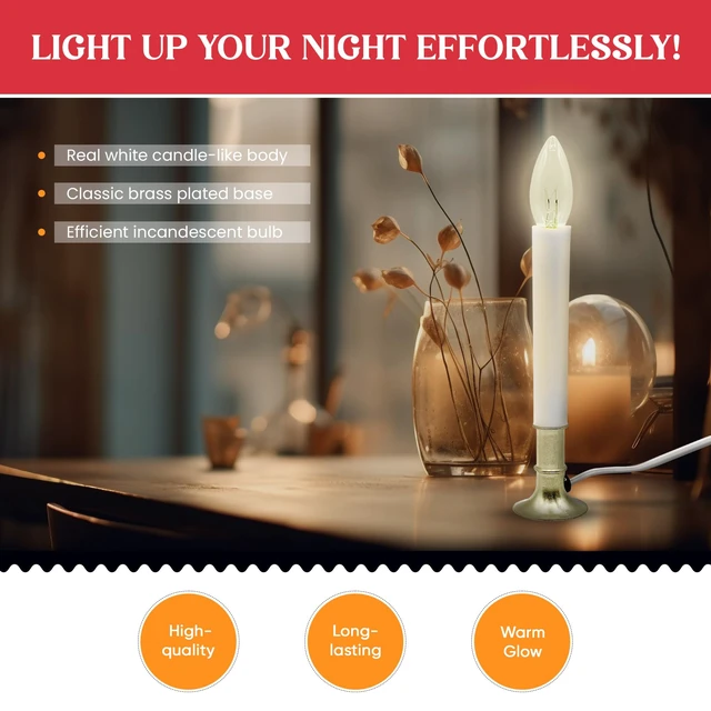 Alt view image 4 of 6 - Creative Hobbies Electric Window Candle Lamp with Brass Plated Base and Dusk to Dawn Sensor