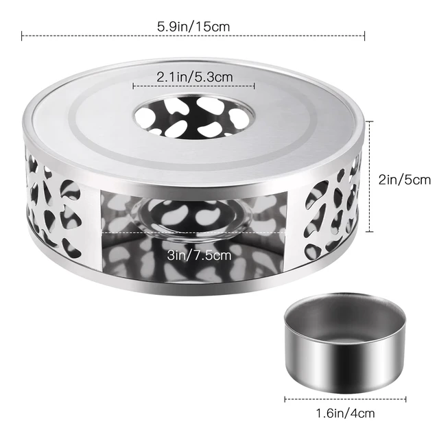 Alt view image 4 of 6 - Simtive Teapot Warmer, Brushed Stainless Steel with Tealight Holder, Silver