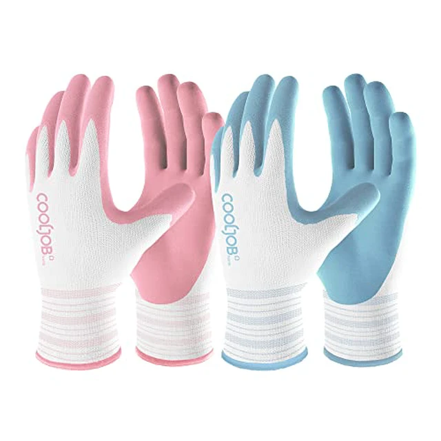 Alt view image 3 of 6 - 6 Pairs Gardening Gloves for Women Ladies, Breathable Rubber Coated for Yard Garden, Outdoor Indoor Protective Work with Grip, Medium Size, Blue & Pink