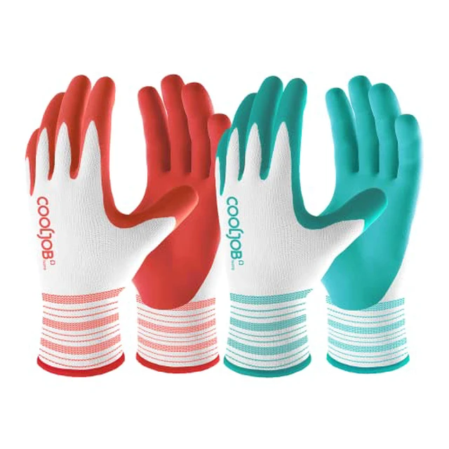 Alt view image 4 of 6 - 6 Pairs Gardening Gloves for Women Ladies, Breathable Rubber Coated for Yard Garden, Outdoor Indoor Protective Work with Grip, Medium Size, Blue & Pink