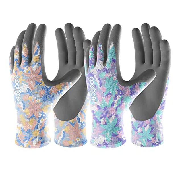 Alt view image 5 of 6 - 6 Pairs Gardening Gloves for Women Ladies, Breathable Rubber Coated for Yard Garden, Outdoor Indoor Protective Work with Grip, Medium Size, Blue & Pink