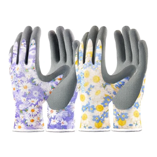 Alt view image 6 of 6 - 6 Pairs Gardening Gloves for Women Ladies, Breathable Rubber Coated for Yard Garden, Outdoor Indoor Protective Work with Grip, Medium Size, Blue & Pink
