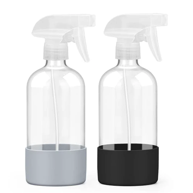 Alt view image 4 of 6 - Glass Spray Bottles - 2 Pack 16 oz Clear Spray Bottles with Silicone Sleeve