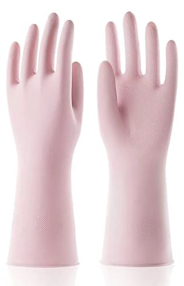 Alt view image 5 of 6 - 3 Pairs Colorful Household Rubber Gloves with Non-Slip Grip, Medium
