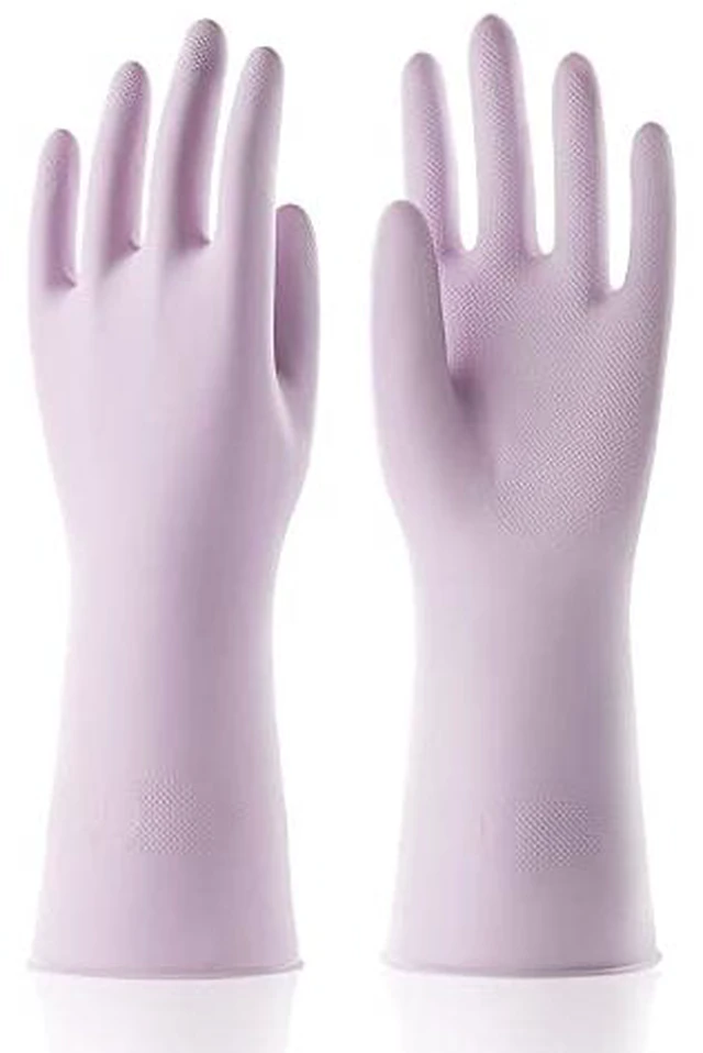 Alt view image 3 of 6 - 3 Pairs Colorful Household Rubber Gloves with Non-Slip Grip, Medium