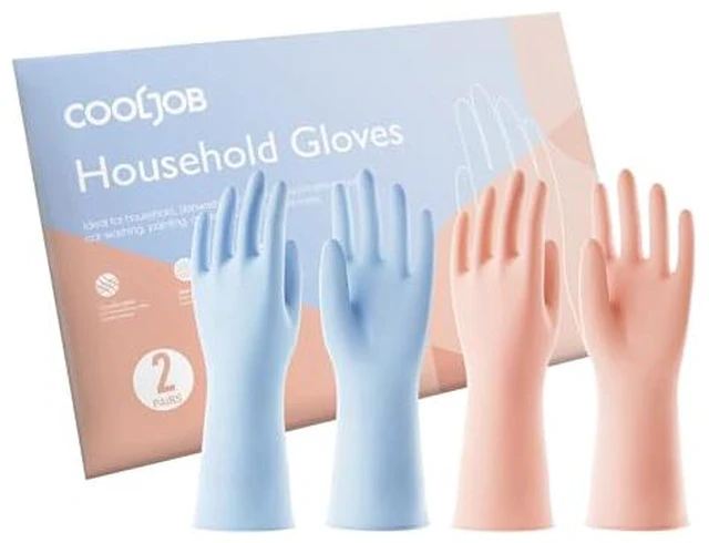 Alt view image 4 of 6 - 3 Pairs Colorful Household Rubber Gloves with Non-Slip Grip, Medium