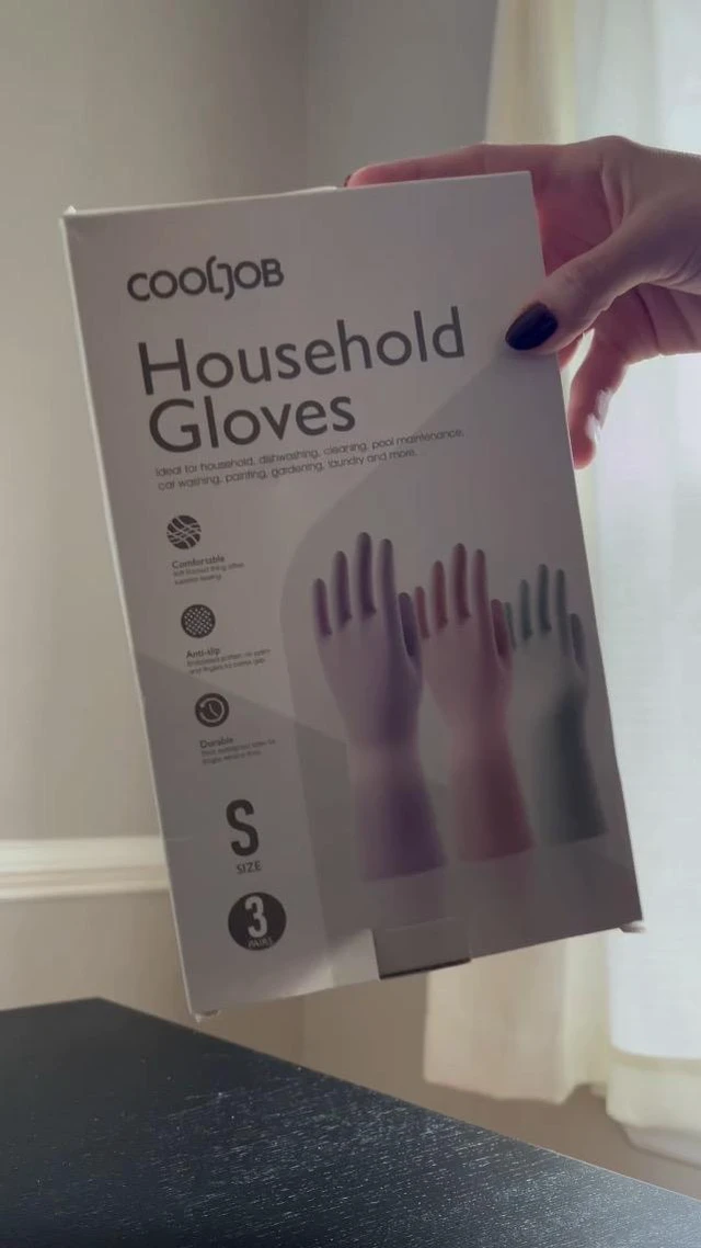 Alt view image 6 of 6 - 3 Pairs Colorful Household Rubber Gloves with Non-Slip Grip, Medium
