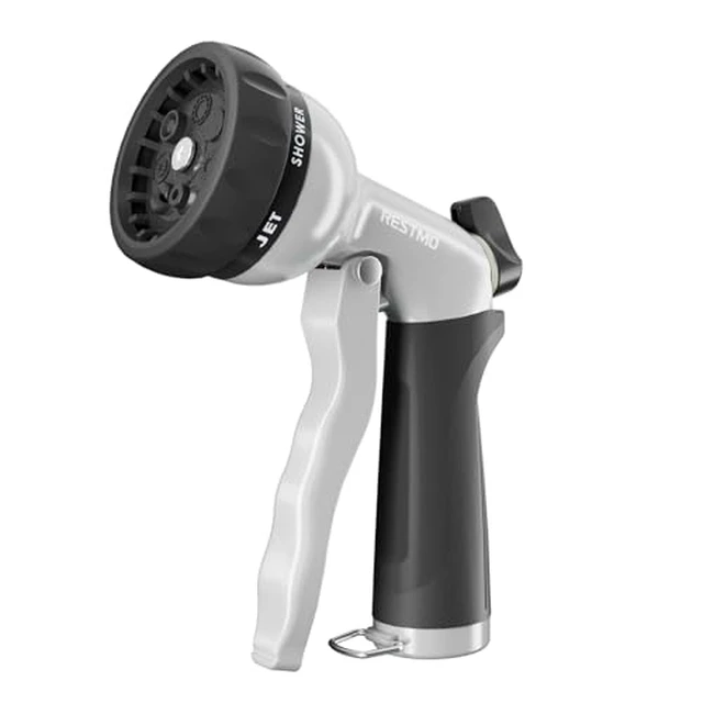 Alt view image 3 of 6 - RESTMO Garden Hose Nozzle, Heavy Duty Metal Water Hose Nozzle with 7 Adjustable Spray Patterns, High Pressure Hand Sprayer with Flow Control for Watering Plants & Lawns, Washing Cars & Pets