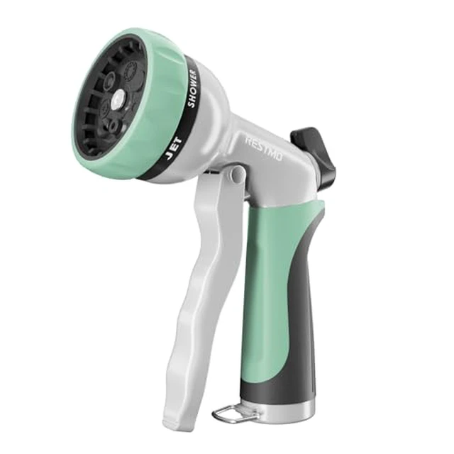 Alt view image 5 of 6 - RESTMO Garden Hose Nozzle, Heavy Duty Metal Water Hose Nozzle with 7 Adjustable Spray Patterns, High Pressure Hand Sprayer with Flow Control for Watering Plants & Lawns, Washing Cars & Pets