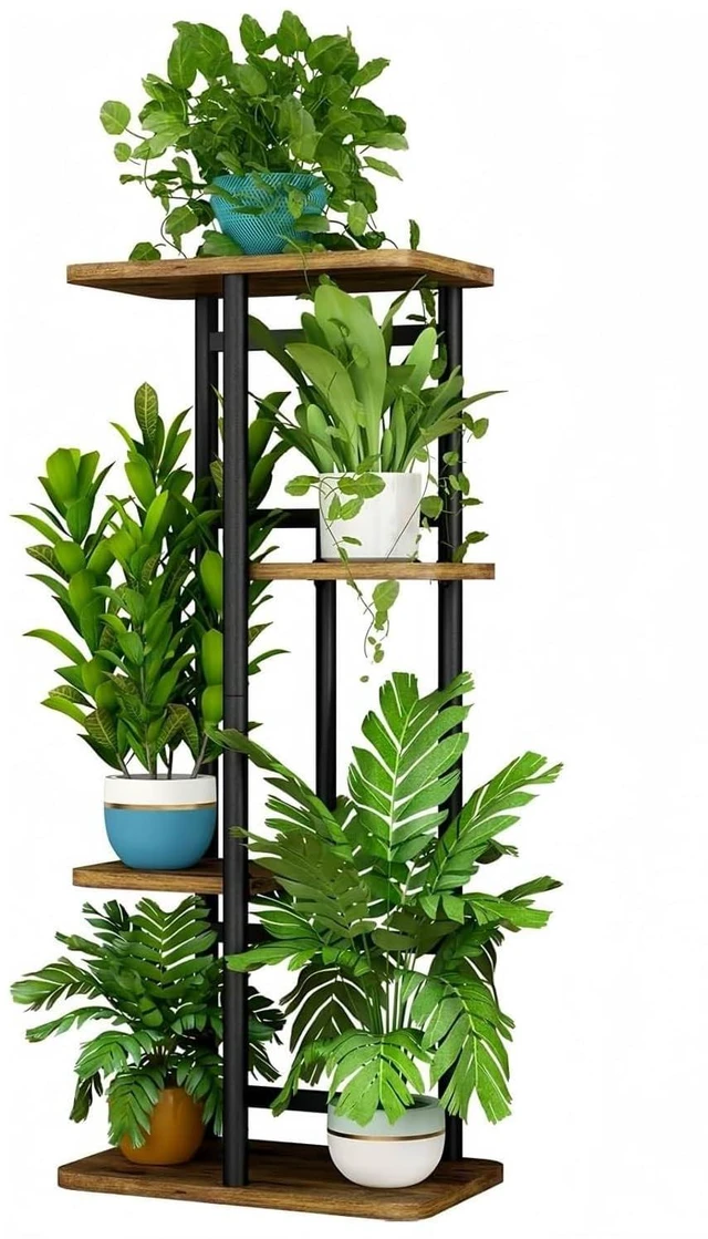 Main image of LINZINAR Plant Stand Indoor 4 Tier Metal Corner Tall Flower Shelf