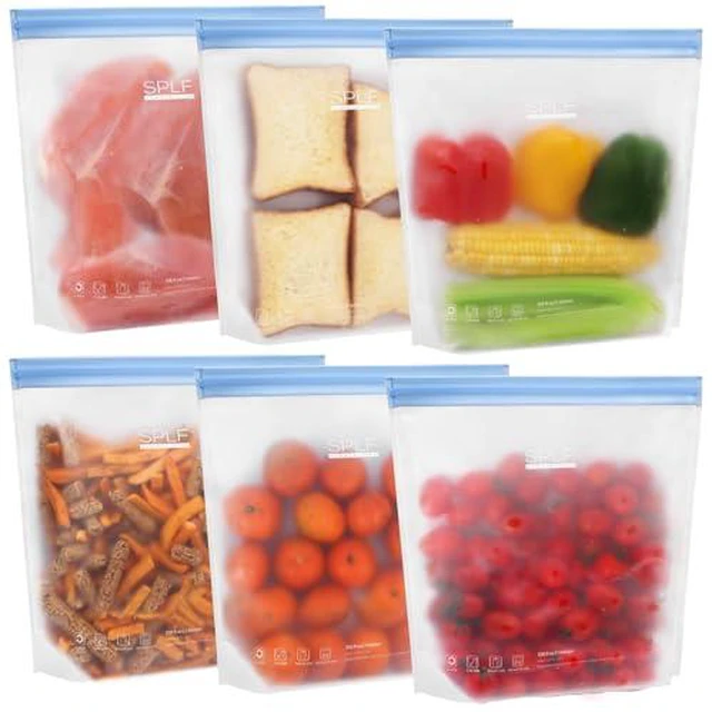 Alt view image 2 of 5 - 6 Pack Stand-Up Reusable Gallon Freezer Bags Dishwasher Safe