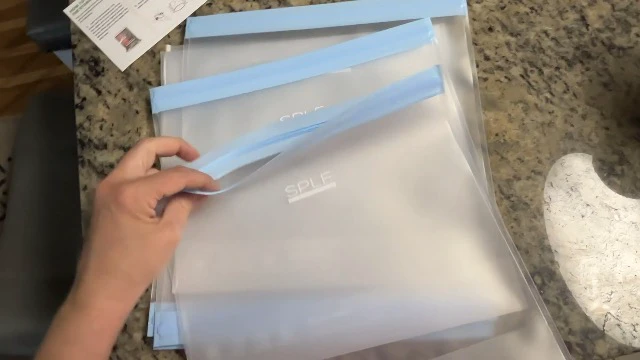 Alt view image 5 of 5 - 6 Pack Stand-Up Reusable Gallon Freezer Bags Dishwasher Safe
