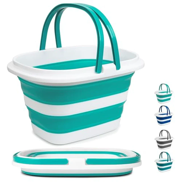 Alt view image 4 of 5 - Large Collapsible Mop Bucket, 16L(4.2 Gallon) Plastic Bucket for House Cleaning, Car Washing, Silicone Cleaning Supplier Organizer, Portable Basket with Handle for Laundry Storage, RV Camping, Fishing