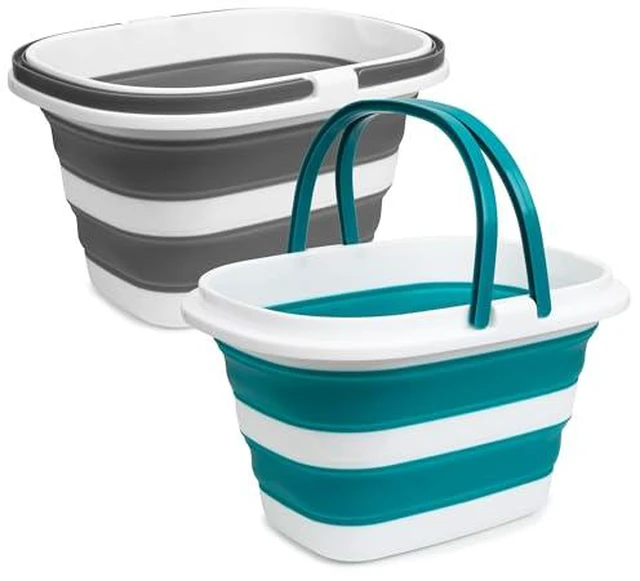 Alt view image 5 of 5 - Large Collapsible Mop Bucket, 16L(4.2 Gallon) Plastic Bucket for House Cleaning, Car Washing, Silicone Cleaning Supplier Organizer, Portable Basket with Handle for Laundry Storage, RV Camping, Fishing