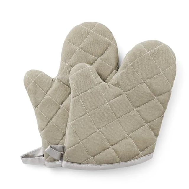 Alt view image 2 of 4 - Grey 13" Quilted Oven Mitts 1 Pair Flame Heat Resistant